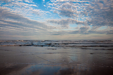 beach at sunset in arroio do sal , brazil