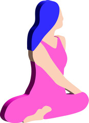 Obraz na płótnie Canvas 3D woman with blue hair doing yoga exersice