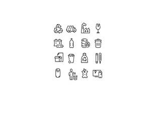 Modern plastic tableware icons set. Outline set of modern plastic tableware vector icons for web design isolated on white background