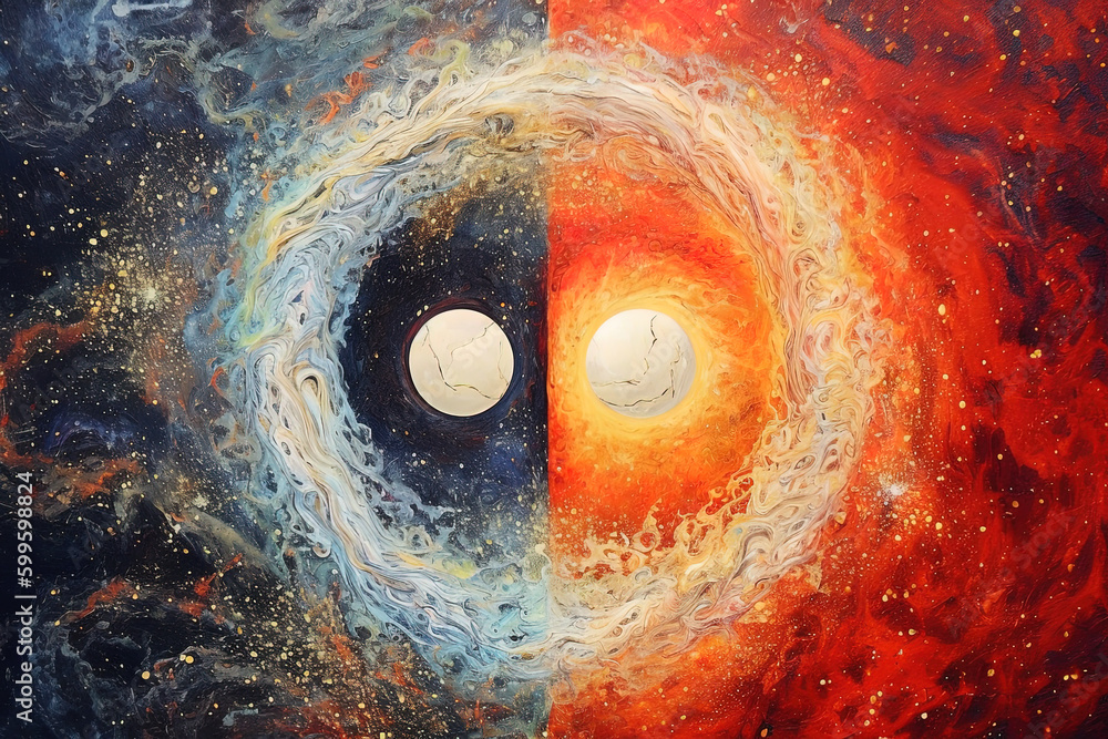 Canvas Prints yin-yang in cosmos, concept of universe, esoteric and spirituality shape in space. generative ai.