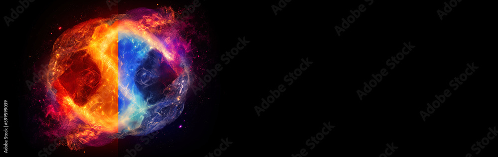 Wall mural yin-yang in cosmos, concept of universe, esoteric and spirituality shape in space. generative ai.