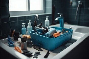 Plumbing tools and equipment. Generative AI