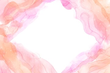 Fototapeta na wymiar 春夏用のピンクの波のアルコールインクアートの抽象背景とひし形のテキストスペース