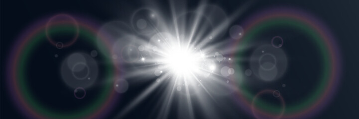 Bright beautiful star.Illustration of a light effect on a transparent background.	
