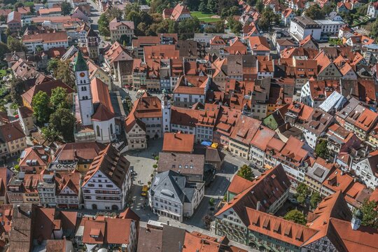 Die oberschw&auml;bische Stadt Wangen iim Allg&auml;u m Luftbild
