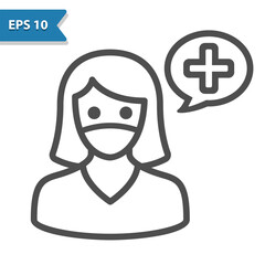 Patient Icon. Woman, Face Mask, Pandemic, Covid-19, Coronavirus