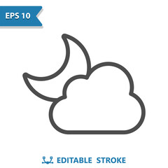 Moon And Cloud Icon - Weather, Night, Cloudy