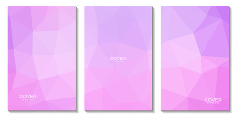 set of covers pink purple abstract background with triangle shape