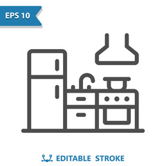 Kitchen Icon. Fridge, Refrigerator, Stove
