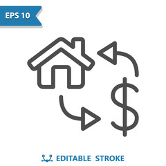 Real Estate Icon. House, Home, Flip, Flipping, Price, Dollar, Housing Market