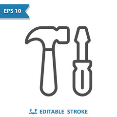 Tools Icon. Construction, Home Improvement, Repair, Hammer, Screwdriver