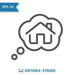 Real Estate Thinking Icon. House, Home, Thought Bubble
