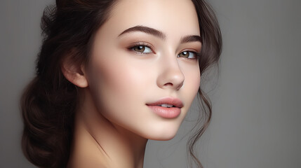 Naklejka premium Skin care model with beautiful flawless skin, Generative AI