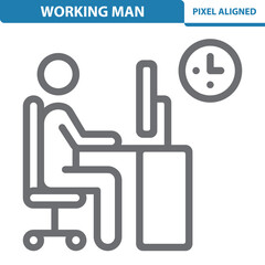 Obraz premium Working Man Icon. Job, Office, Cubicle, Workplace