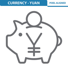 Currency, Yuan, Yen Icon. Piggybank, Piggy Bank, Savings