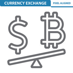 Currency Exchange Icon. Conversion Rate, Dollar, Bitcoin, Cryptocurrency