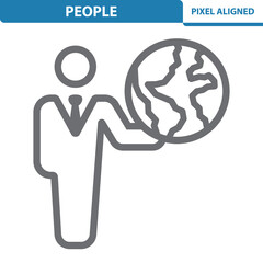 People Icon. Man, Travel Agent, Tourist, Earth, Globe, Businessman