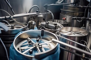 close-up of surgical instruments being sterilized in autoclave, created with generative ai