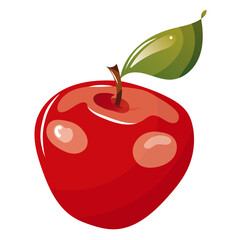 Pomme rouge vectoriel, fond transparent, effet glossy