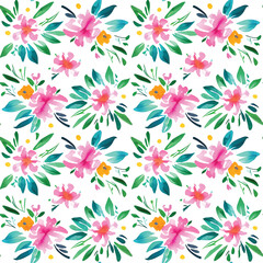 Floral shape watercolor seamless pattern.