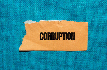 Corruption symbol. Torn paper background with Corruption text on it.