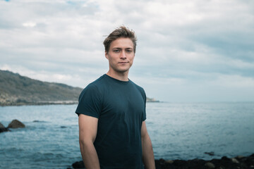 A man exploring the coast