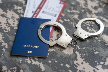 military uniform and handcuffs, tickets