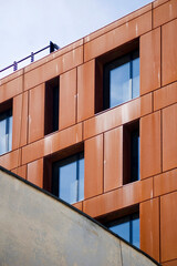 Fototapeta na wymiar Detail of modern architecture corten building.