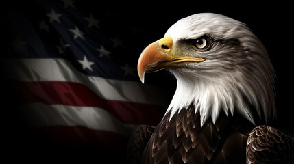 Naklejka premium Independence Day. Eagle with the flag of the United States. Image generated by AI