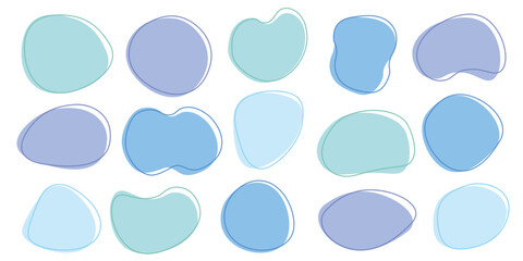抽象的な形　シェイプ　変形　水色　青　見出し　素材セット