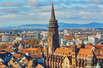 Panorama of Freiburg im Breisgau in Germany