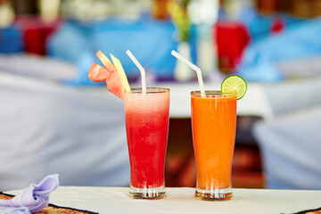 Watermelon and papaya juices
