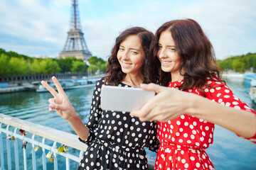 Beautiful twin sisters in Paris, France