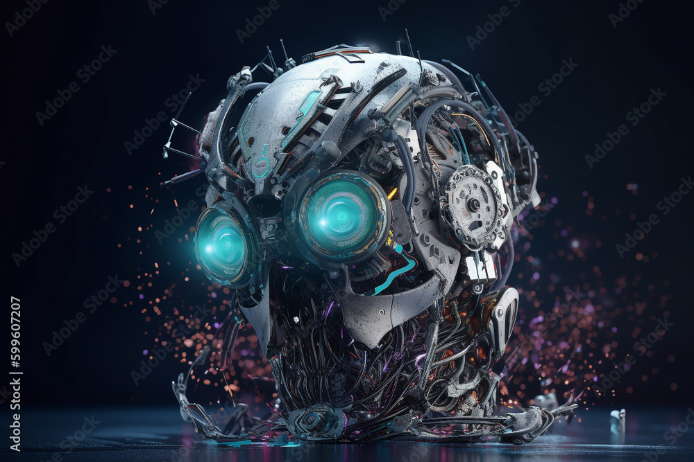 Poster android or robot with artificial intelligence. generative ai