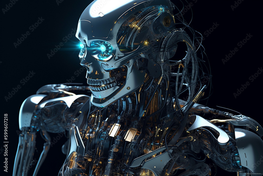 Poster android or robot with artificial intelligence. generative ai