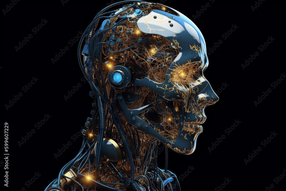 Poster android or robot with artificial intelligence. generative ai