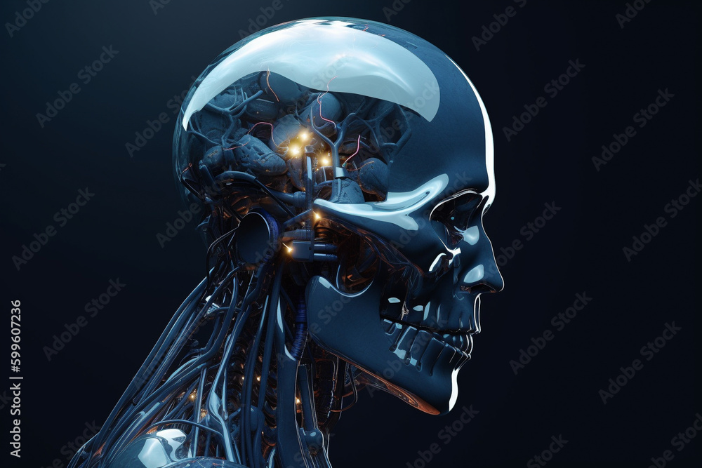 Poster android or robot with artificial intelligence. generative ai
