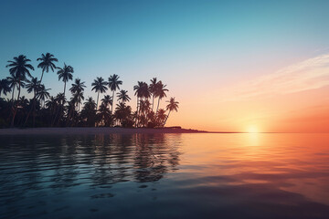 Fototapeta na wymiar sunset on the beach, AI Generated