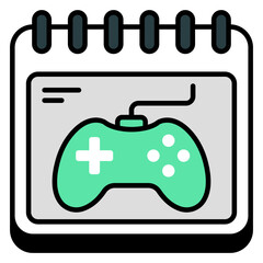 Calendar with gamepad icon, video game schedule vector