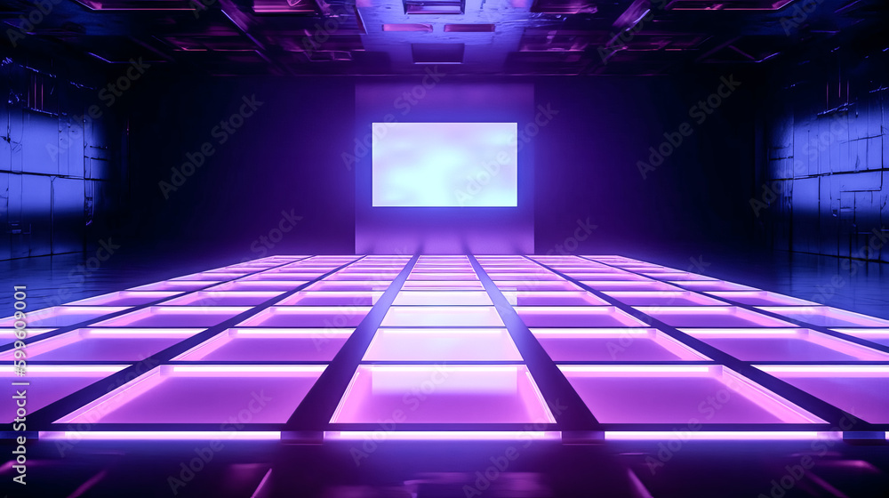 Aufkleber the abstract violet blue neon background was darkened to an empty state. - generative ai