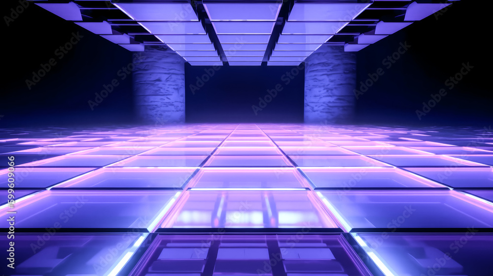 Aufkleber an abstract violet and blue neon background was created - generative ai.