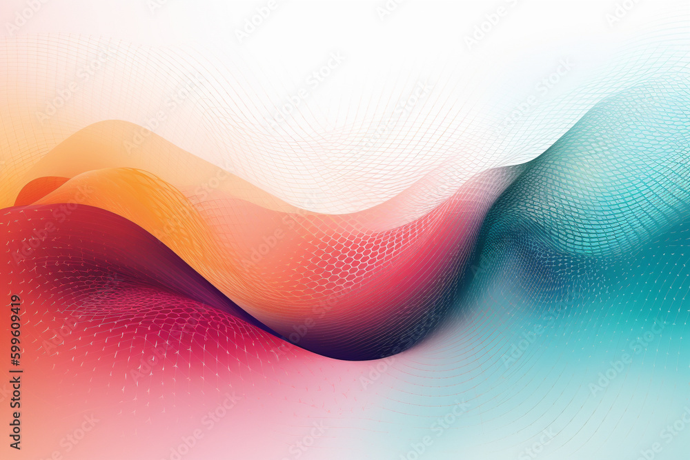 Poster colorful gradient waves made from lines and dots. generative ai