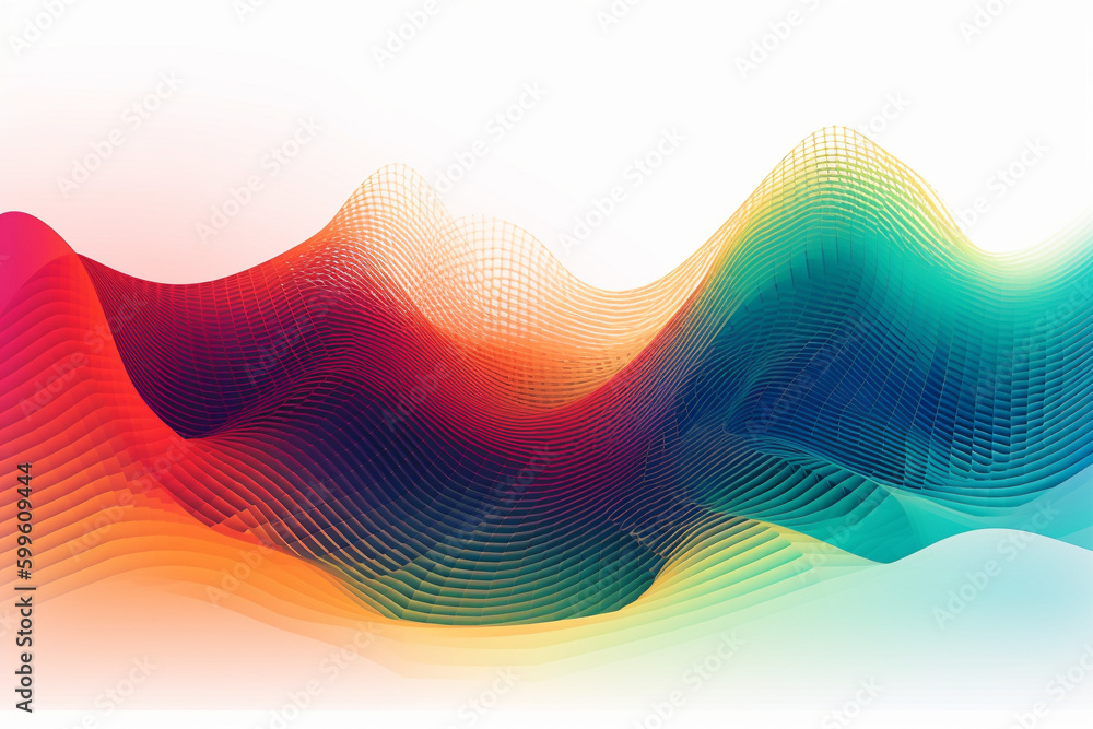 Poster colorful gradient waves made from lines and dots. generative ai