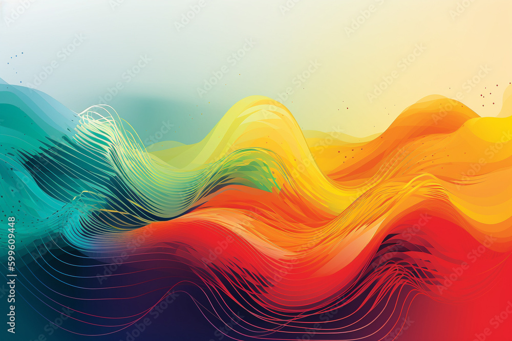 Poster colorful gradient waves made from lines and dots. generative ai