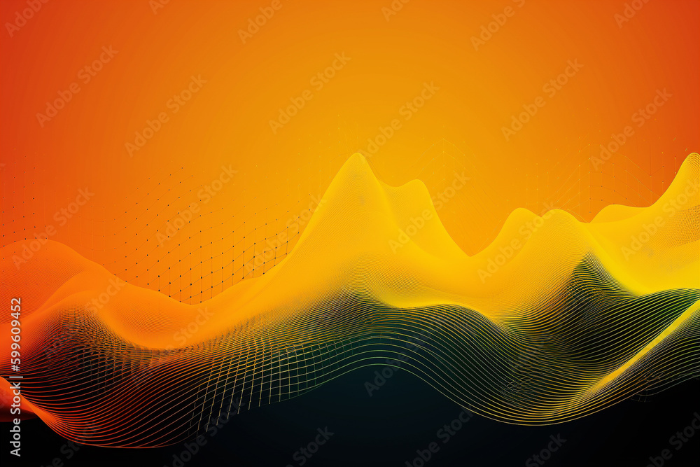 Poster colorful gradient waves made from lines and dots. generative ai