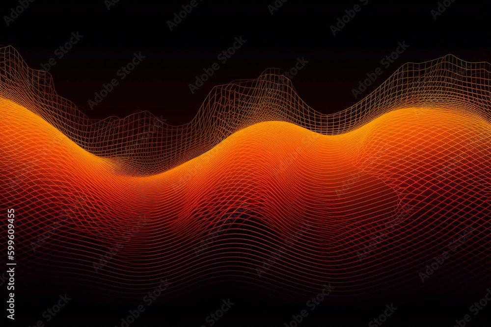 Poster colorful gradient waves made from lines and dots. generative ai