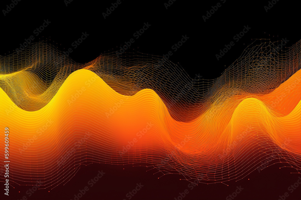 Aufkleber colorful gradient waves made from lines and dots. generative ai