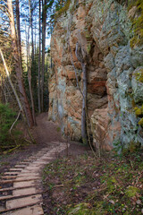 Līču-Laņģu Sandstone Cliffs, Latvia spring