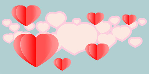 Fototapeta na wymiar Heart Valentine's Day, Creative paper cut heart decorated background
