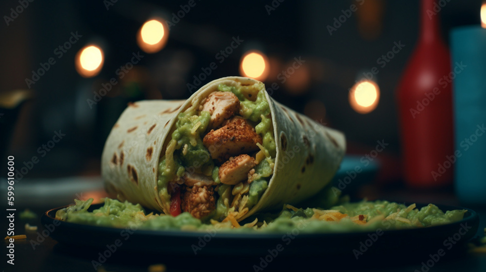 Poster chicken wrap with guacamole generative ai